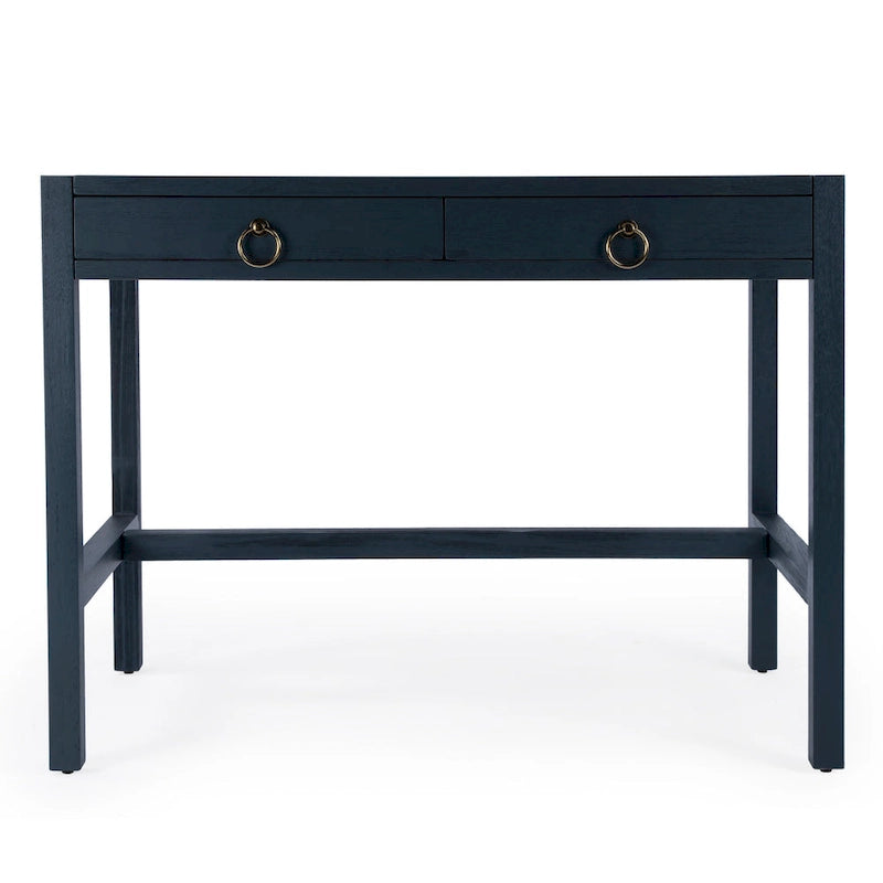 Brown / White / Blue 2-Drawer Writing Desk for 1 Person