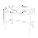 Brown / White / Blue 2-Drawer Writing Desk for 1 Person