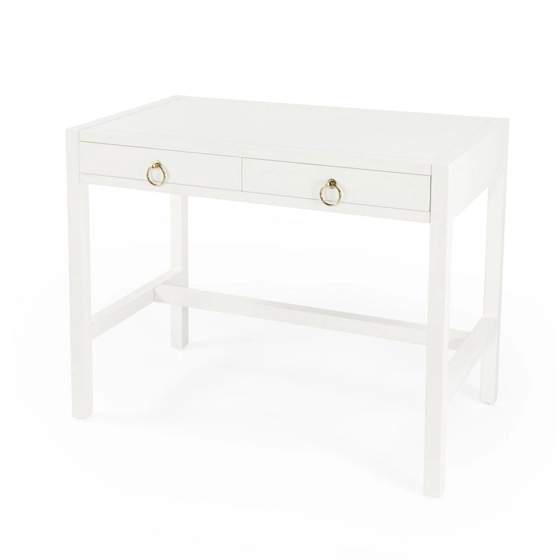 Brown / White / Blue 2-Drawer Writing Desk for 1 Person
