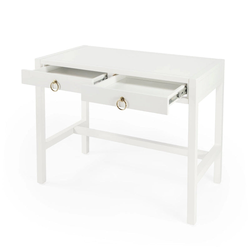 Brown / White / Blue 2-Drawer Writing Desk for 1 Person
