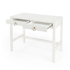 Brown / White / Blue 2-Drawer Writing Desk for 1 Person