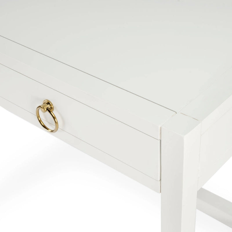 Brown / White / Blue 2-Drawer Writing Desk for 1 Person