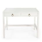 Brown / White / Blue 2-Drawer Writing Desk for 1 Person