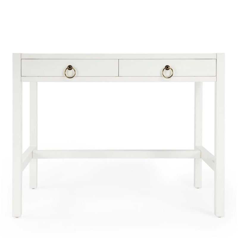 Brown / White / Blue 2-Drawer Writing Desk for 1 Person