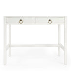 Brown / White / Blue 2-Drawer Writing Desk for 1 Person