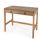 Brown / White / Blue 2-Drawer Writing Desk for 1 Person