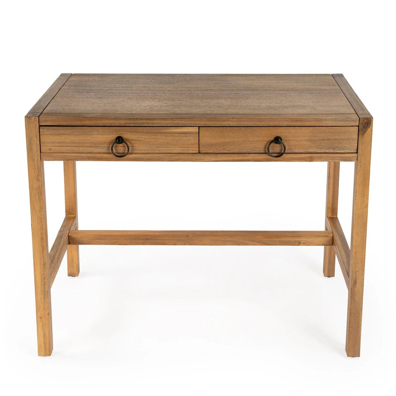 Brown / White / Blue 2-Drawer Writing Desk for 1 Person