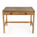 Brown / White / Blue 2-Drawer Writing Desk for 1 Person