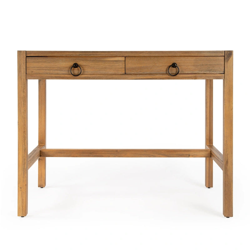 Brown / White / Blue 2-Drawer Writing Desk for 1 Person