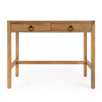 Brown / White / Blue 2-Drawer Writing Desk for 1 Person
