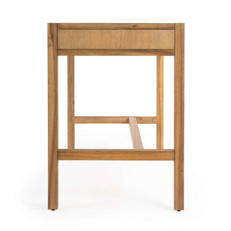 Brown / White / Blue 2-Drawer Writing Desk for 1 Person