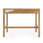 Brown / White / Blue 2-Drawer Writing Desk for 1 Person