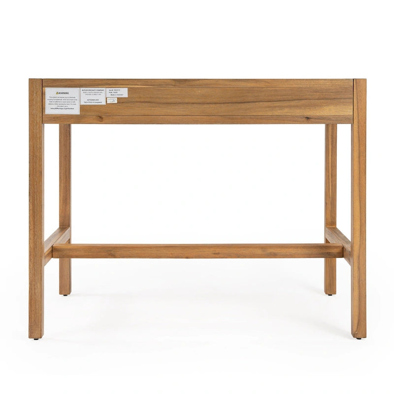Brown / White / Blue 2-Drawer Writing Desk for 1 Person