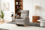 High-Back Upholstered Rocking Chair with Armrests & Side Pocket, Grey/Beige, Single Seat