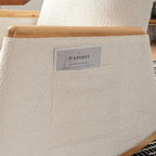 High-Back Upholstered Rocking Chair with Armrests & Side Pocket, Grey/Beige, Single Seat