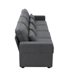 4-Seater Modern Linen Sofa with Armrest Pockets – Beige / Dark Grey / Light Grey