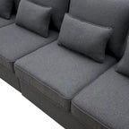 4-Seater Modern Linen Sofa with Armrest Pockets – Beige / Dark Grey / Light Grey