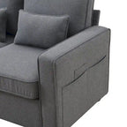 4-Seater Modern Linen Sofa with Armrest Pockets – Beige / Dark Grey / Light Grey