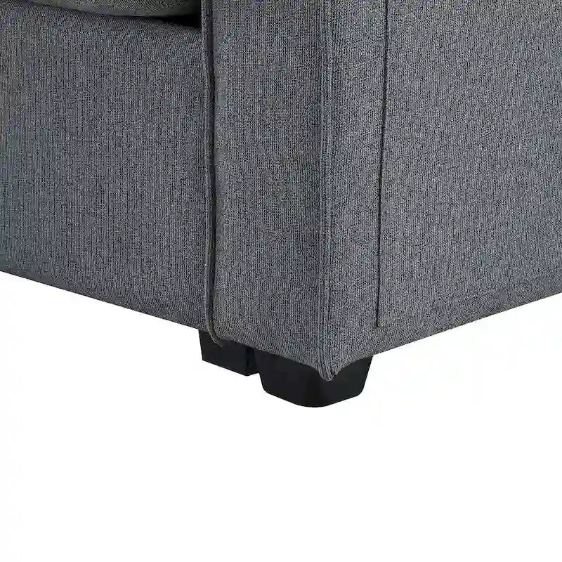 4-Seater Modern Linen Sofa with Armrest Pockets – Beige / Dark Grey / Light Grey