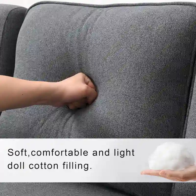 4-Seater Modern Linen Sofa with Armrest Pockets – Beige / Dark Grey / Light Grey