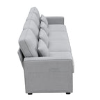 4-Seater Modern Linen Sofa with Armrest Pockets – Beige / Dark Grey / Light Grey