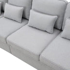 4-Seater Modern Linen Sofa with Armrest Pockets – Beige / Dark Grey / Light Grey