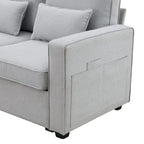 4-Seater Modern Linen Sofa with Armrest Pockets – Beige / Dark Grey / Light Grey
