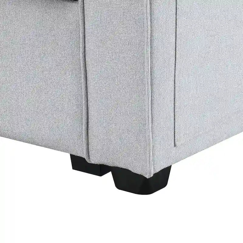 4-Seater Modern Linen Sofa with Armrest Pockets – Beige / Dark Grey / Light Grey