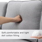 4-Seater Modern Linen Sofa with Armrest Pockets – Beige / Dark Grey / Light Grey