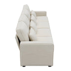 4-Seater Modern Linen Sofa with Armrest Pockets – Beige / Dark Grey / Light Grey
