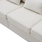 4-Seater Modern Linen Sofa with Armrest Pockets – Beige / Dark Grey / Light Grey