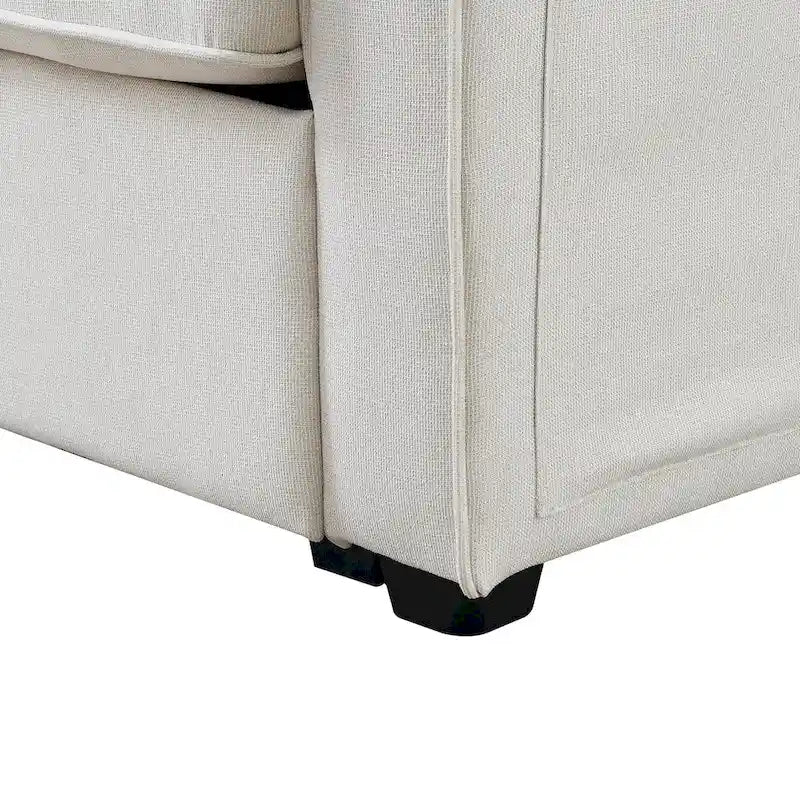 4-Seater Modern Linen Sofa with Armrest Pockets – Beige / Dark Grey / Light Grey