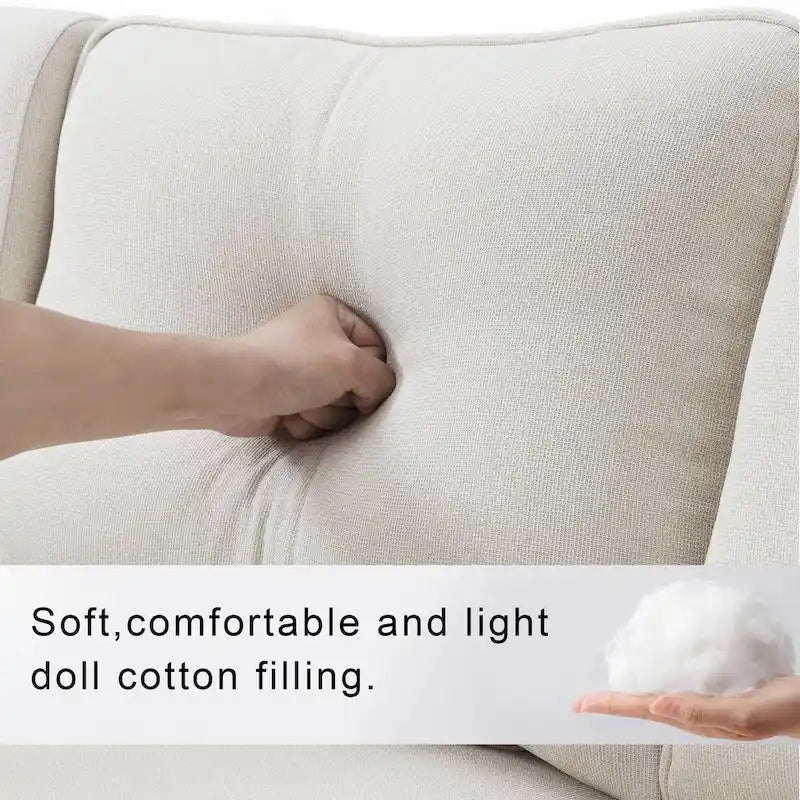 4-Seater Modern Linen Sofa with Armrest Pockets – Beige / Dark Grey / Light Grey