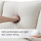 4-Seater Modern Linen Sofa with Armrest Pockets – Beige / Dark Grey / Light Grey