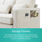 4-Seater Modern Linen Sofa with Armrest Pockets – Beige / Dark Grey / Light Grey