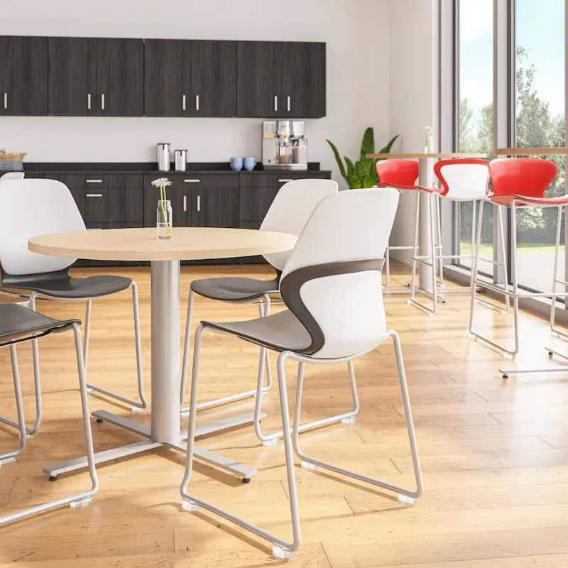 36" Round Cafe Table – White / Maple / Walnut / Black, Seats 2–4